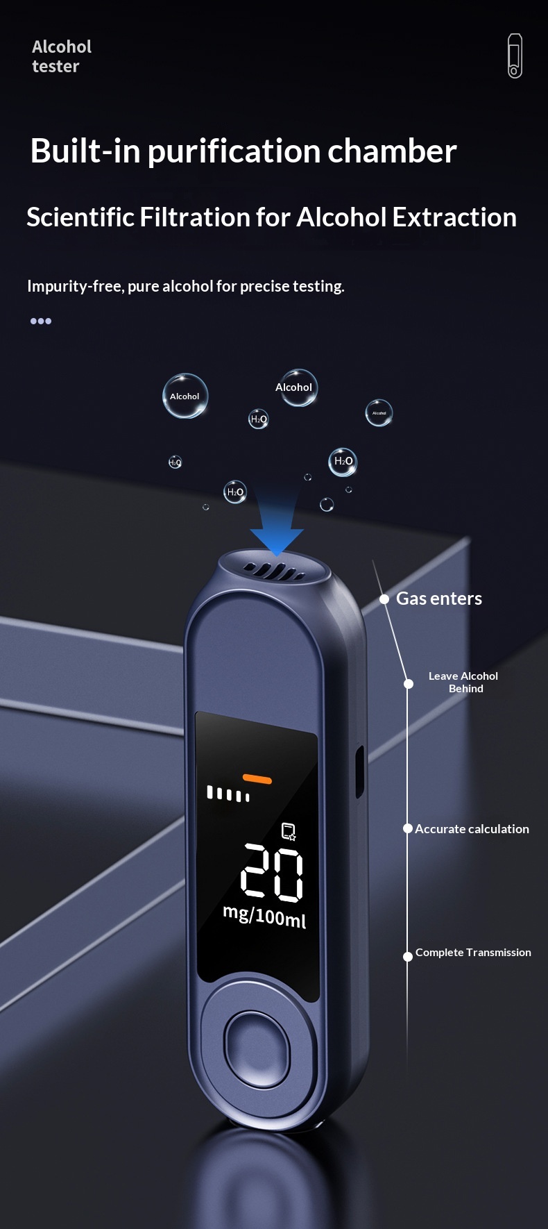 Etilometro per il rilevamento della guida, strumento di analisi dell'alcol nel traffico ad alta precisione._voghion.com