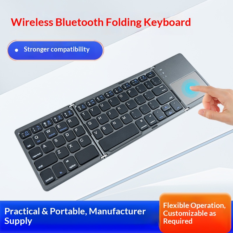 Grenzenlose, kabellose Bluetooth-Falttastatur, geeignet für Business-Tablets und Büros – ultradünn und tragbar_voghion.com