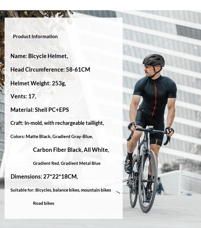 Casque de vélo avec feu arrière intégré pour route et vtt_voghion.com