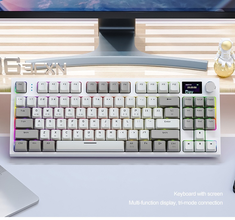 Tastiera meccanica wireless Bluetooth Attack Shark K86 Tri-Mode RGB con switch sostituibili a caldo, stile coreano._voghion.com