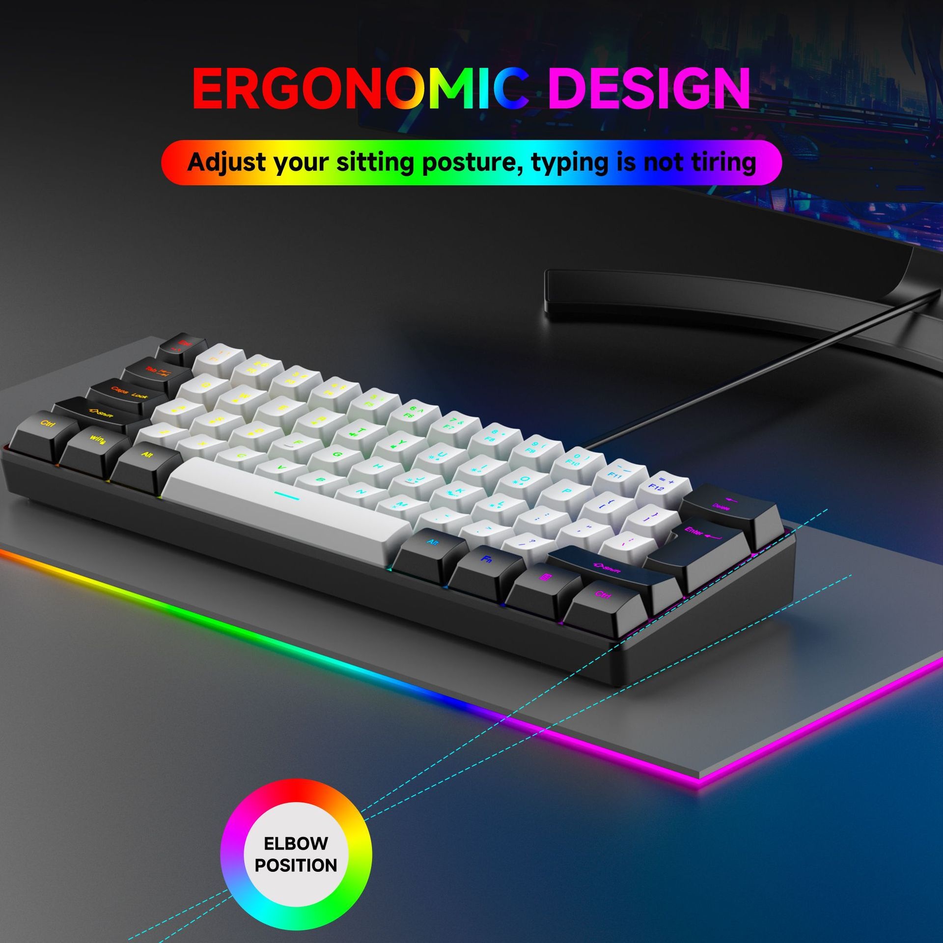 Rgb Gaming Keyboard And Mouse Set Wired 61-key Compact Design_voghion.com