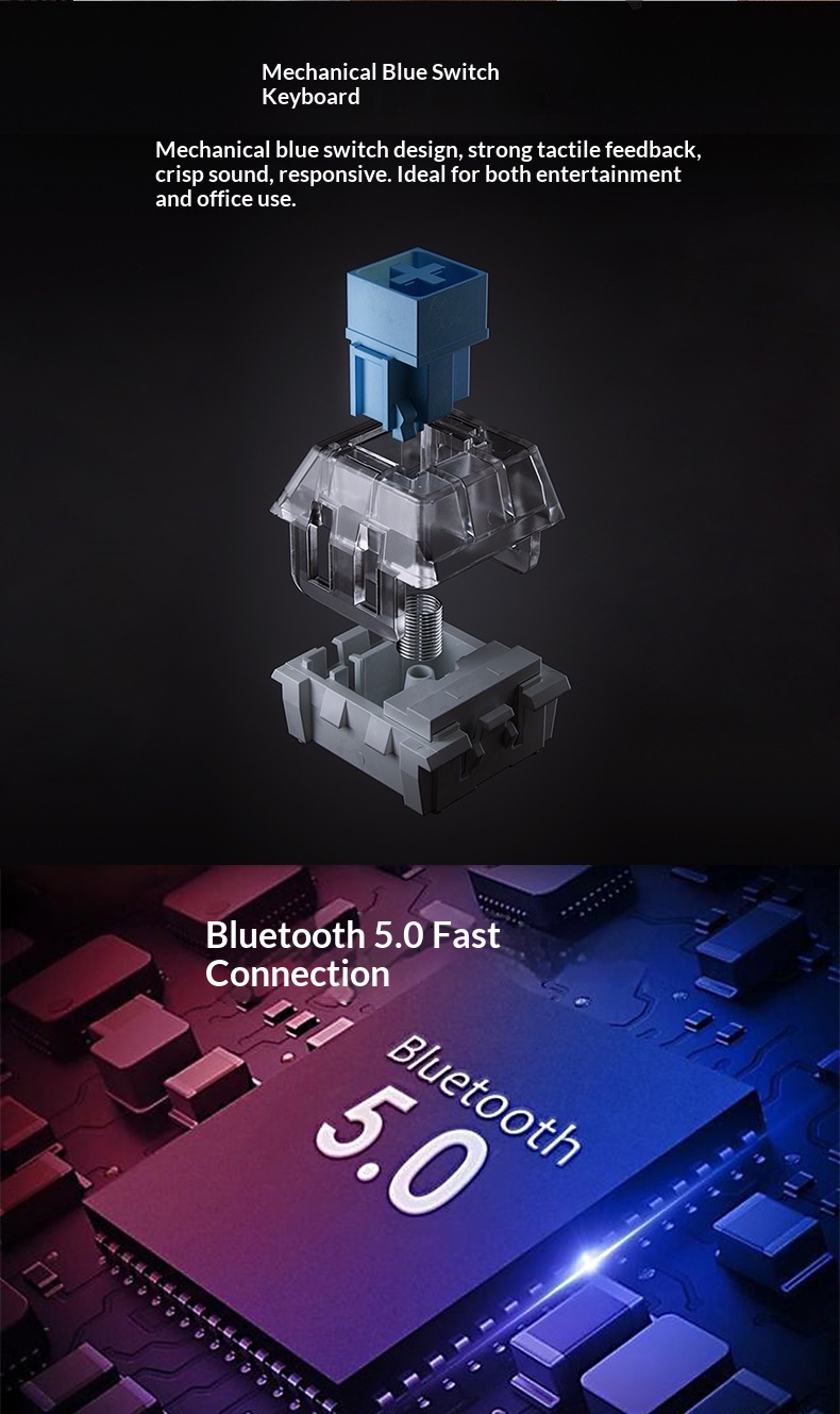 Cross-Border Source Punk Retro Gaming Internet Cafe Kabelgebundene Kabellose Bluetooth Mechanische Tastatur mit blauen Schaltern_voghion.com