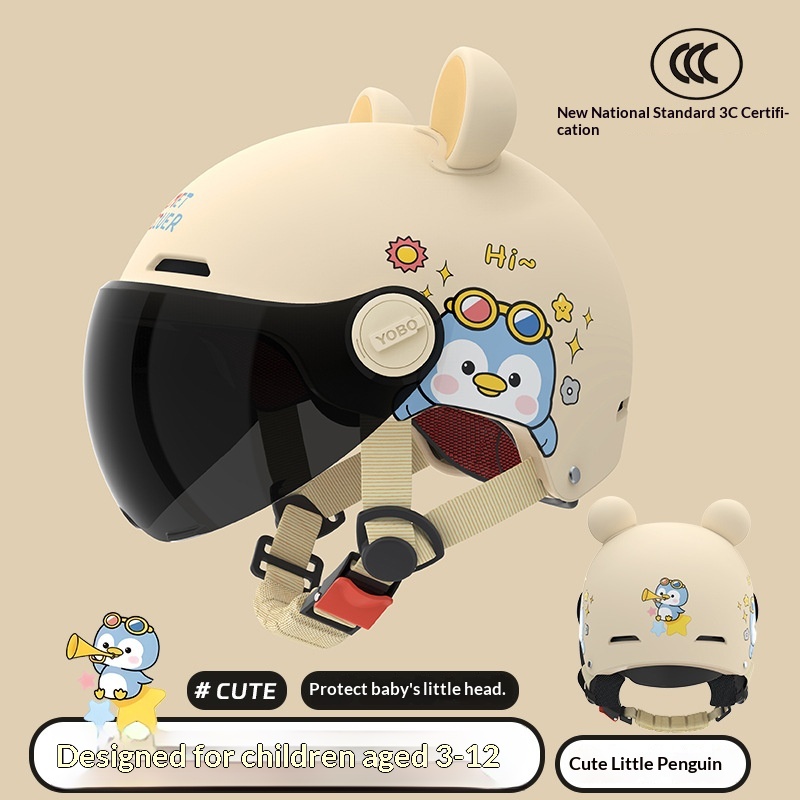 Nouveau casque demi-jet pour moto électrique certifié norme nationale 3C pour garçons et filles, casque mignon pour enfants,_voghion.com