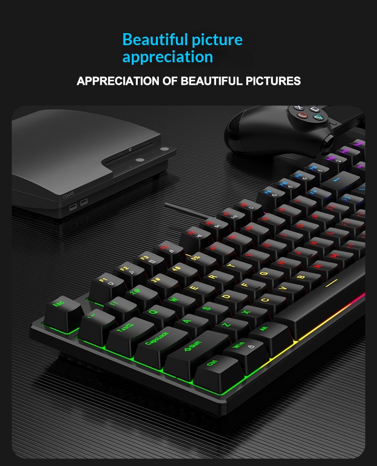 Clavier mécanique filaire de jeu à 104 touches avec interface Type-C et interrupteur bleu, éclairage RVB_voghion.com