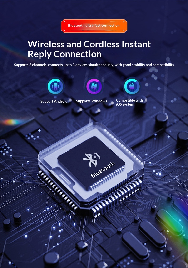 Compatible IPad Bluetooth Gradient Multi-System Device Silent Lightweight Portable 10inch Luminous Transparent Keyboard_voghion.com