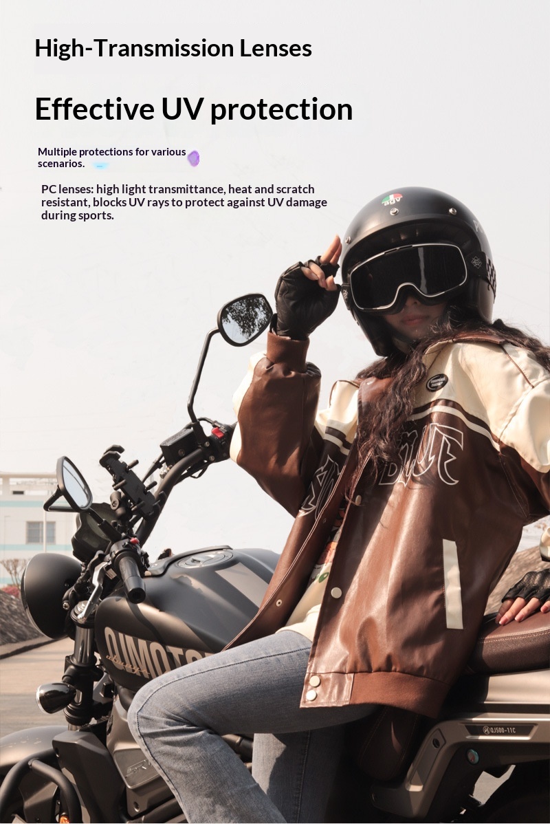 Retro Motorcycle Goggles For Men And Women Black Face Shield_voghion.com