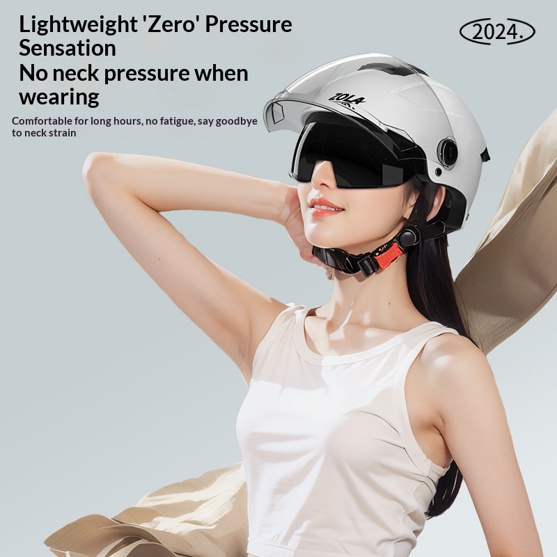 New National Standard 3C Certified Double Visor Electric Motorcycle Women Men, Half Helmet For Summer Sun Protection And_voghion.com