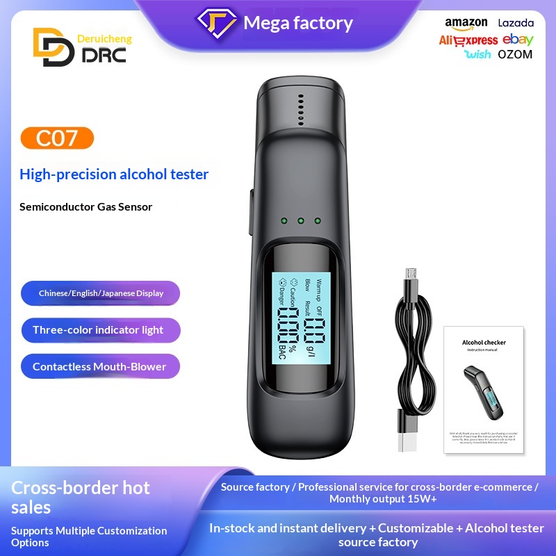 Najlepiej sprzedający się nadmuchiwany tester w transporcie międzynarodowym, wysoce precyzyjny przenośny detektor alkoholu sprawdzający jazdę pod wpływem alkoholu_voghion.com