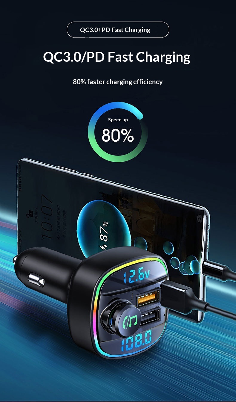 Bluetooth carkit voor auto met snellaadfunctie_voghion.com