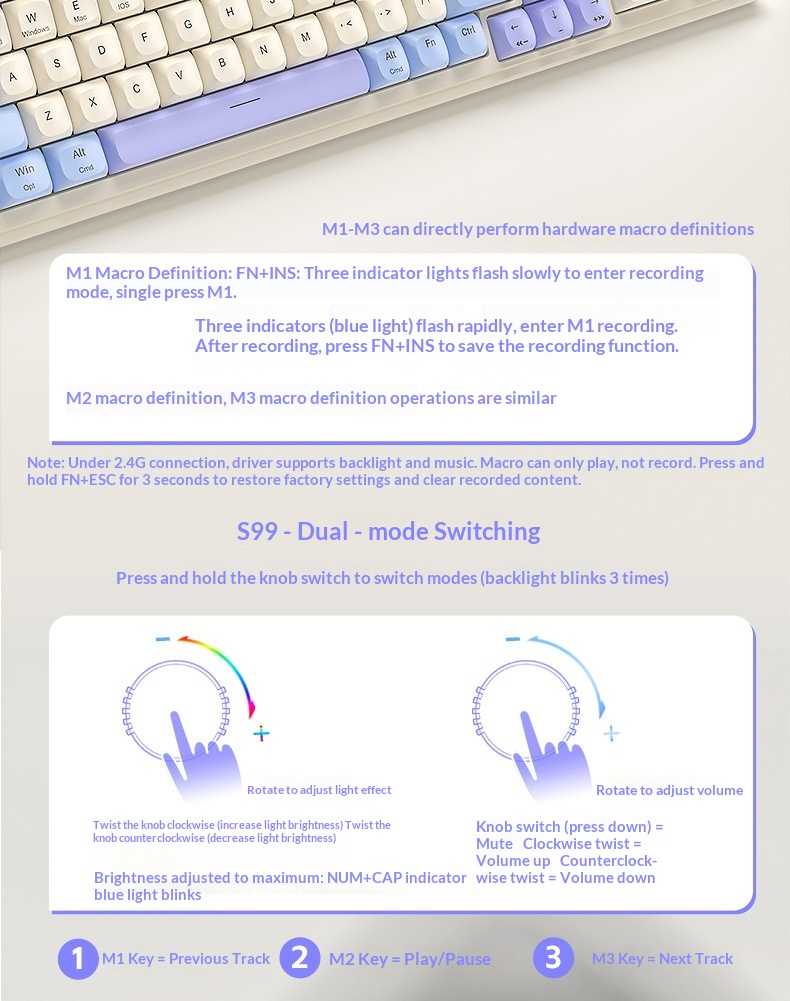 Teclado inalámbrico Bluetooth de tres modos, de alta calidad, para juegos, oficina y escritura, compatible con ordenadores de sobremesa y portátiles. Recargable._voghion.com