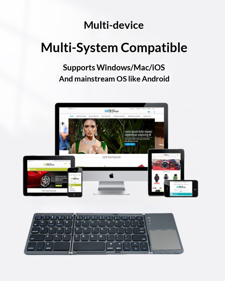 Grenzenlose, kabellose Bluetooth-Falttastatur, geeignet für Business-Tablets und Büros – ultradünn und tragbar_voghion.com