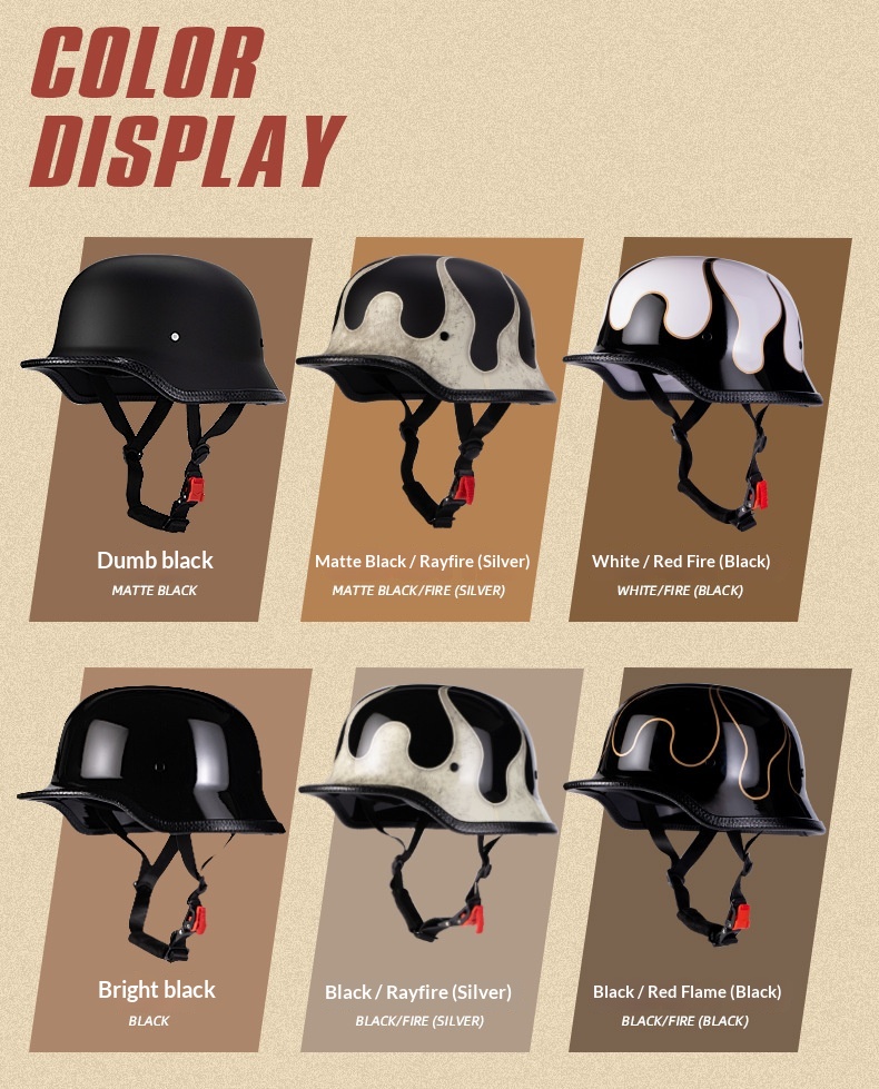 Halbschalenhelm im deutschen Soldatenstil, Retro-Design, für Motorräder, Sommer, Cruiser und Roller, 3C-zertifiziert, Ganzjahres-Ausrüstung_voghion.com