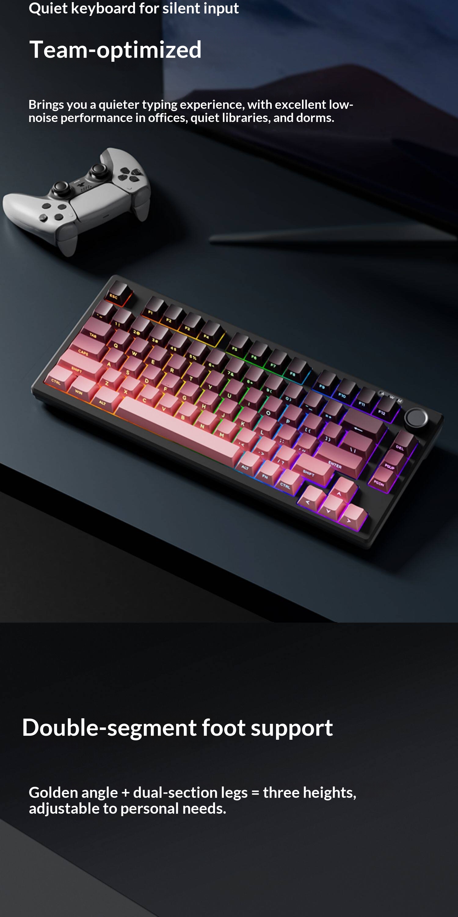 Z75PRO Klein bedraad toetsenbord met mechanisch gevoel, stil, extern, voor laptops, drie modi, speciaal ontworpen voor e-sports gaming_voghion.com