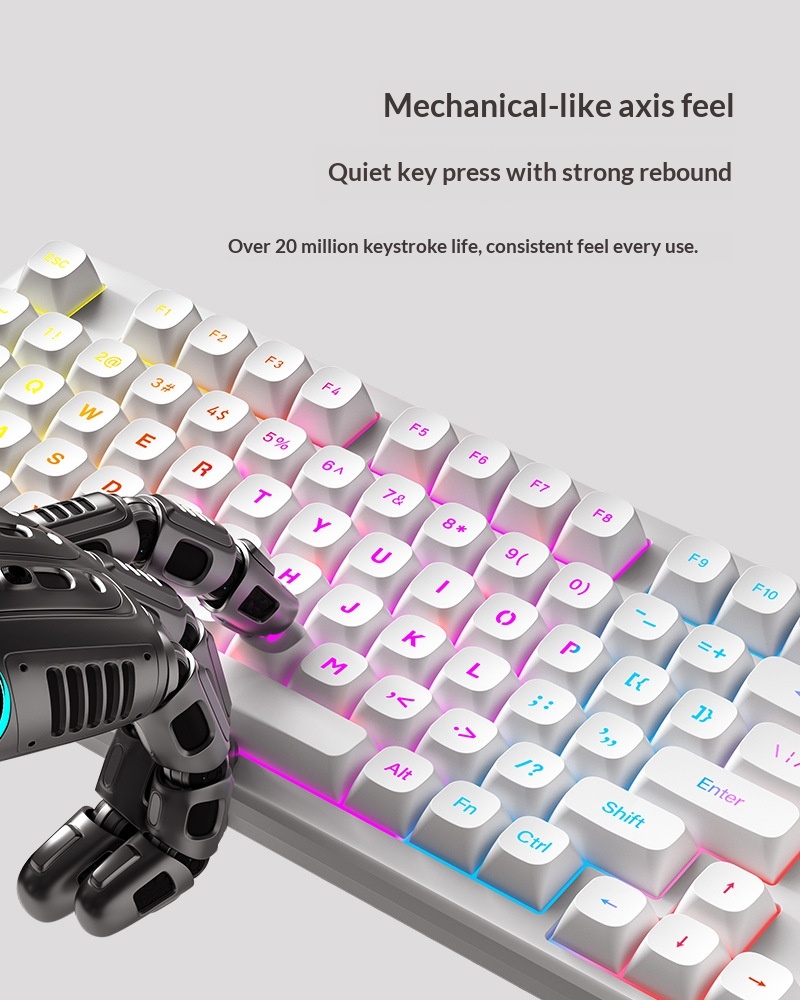 FURYCUBE IP75 Luminous Mechanical Feel Computer Gaming Esports High-Value Wired Silent Keyboard_voghion.com