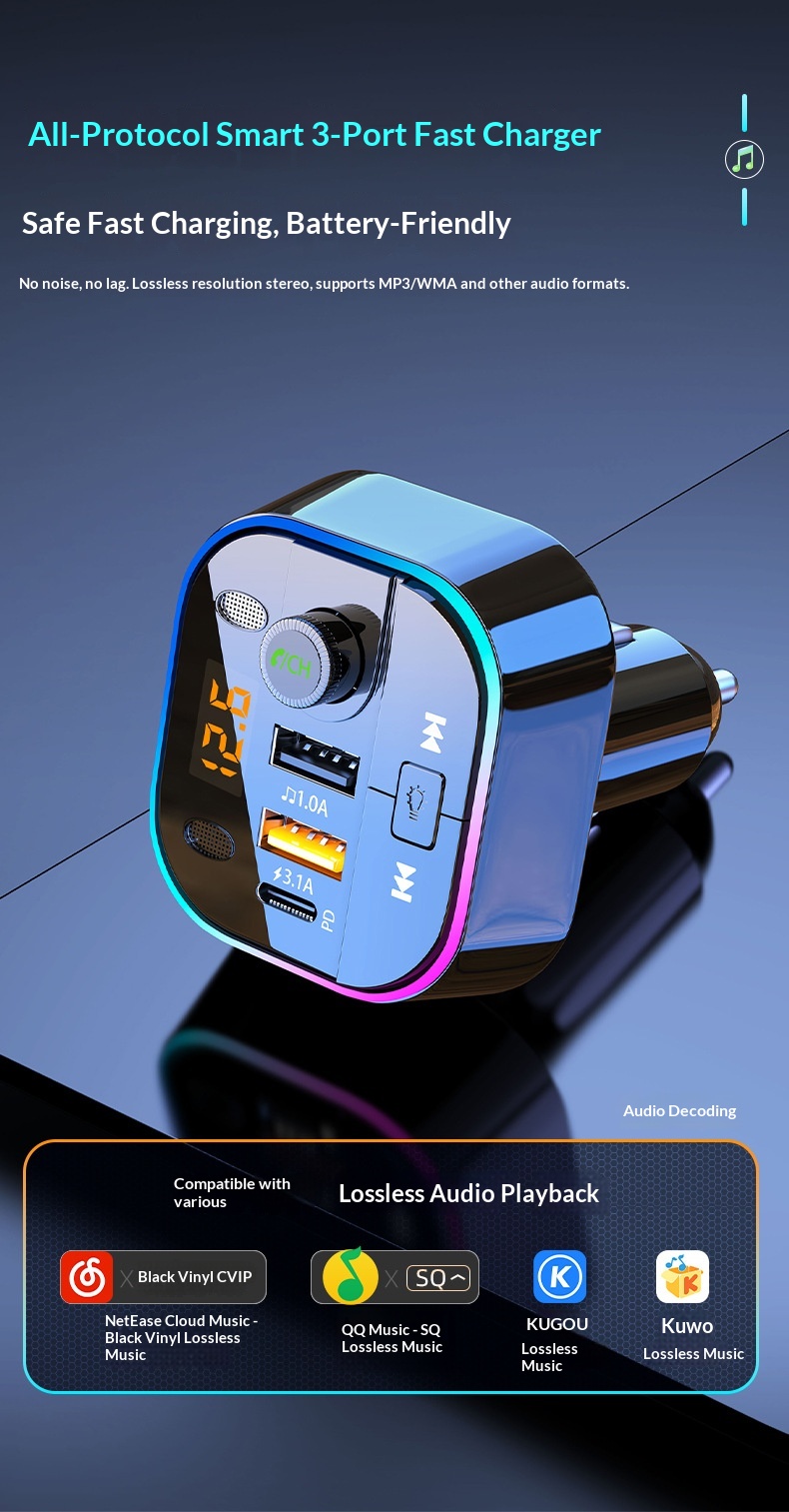 Bluetooth Car Kit Wireless Receiver For Lossless Music Streaming_voghion.com