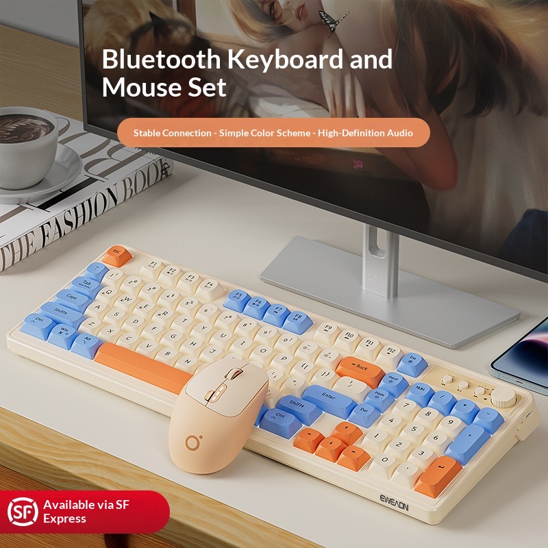 Teclado y ratón inalámbricos Bluetooth Forerunner V1 con tacto mecánico, silenciosos, para hombre y mujer, ideales para la oficina o la oficina. Excelente relación calidad-precio._voghion.com