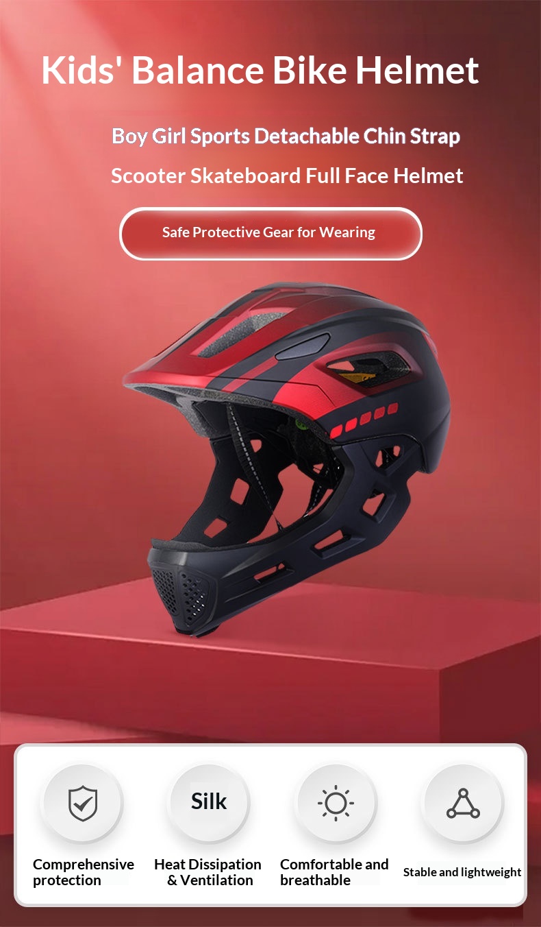 Full Face Helmet With Detachable Chin And Tail Light For Kids_voghion.com