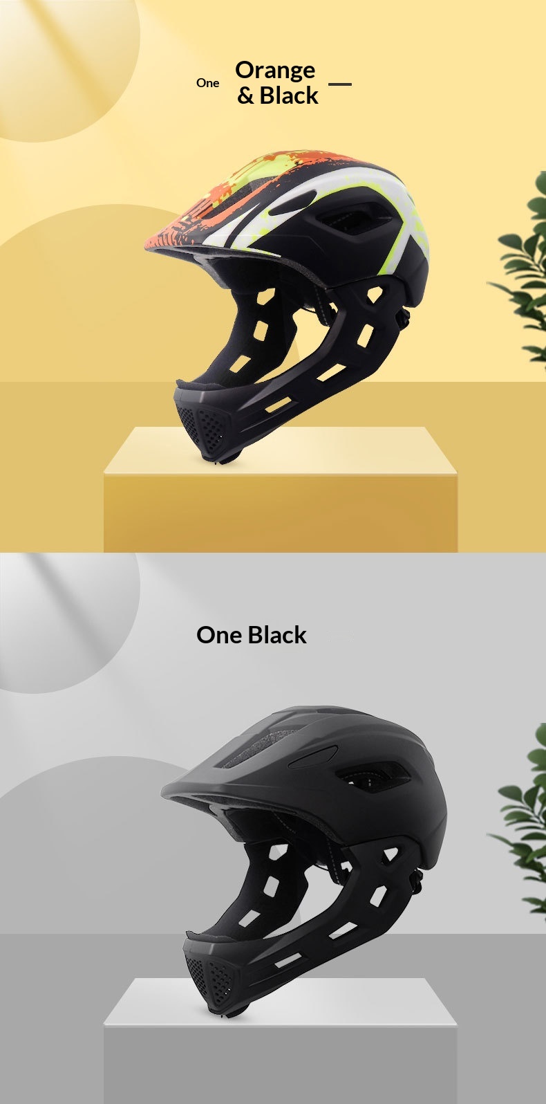 Full Face Helmet With Detachable Chin And Tail Light For Kids_voghion.com