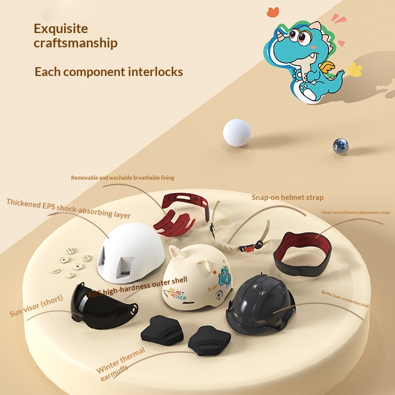 3C-zertifizierter Kinder-Elektrorollerhelm mit Katzenohrenschutz, Unisex, Winter, Schulanfang, Großhandel_voghion.com