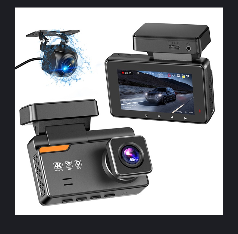 4k Dash Cam With Night Vision Gps And Dual Camera For Vehicles_voghion.com