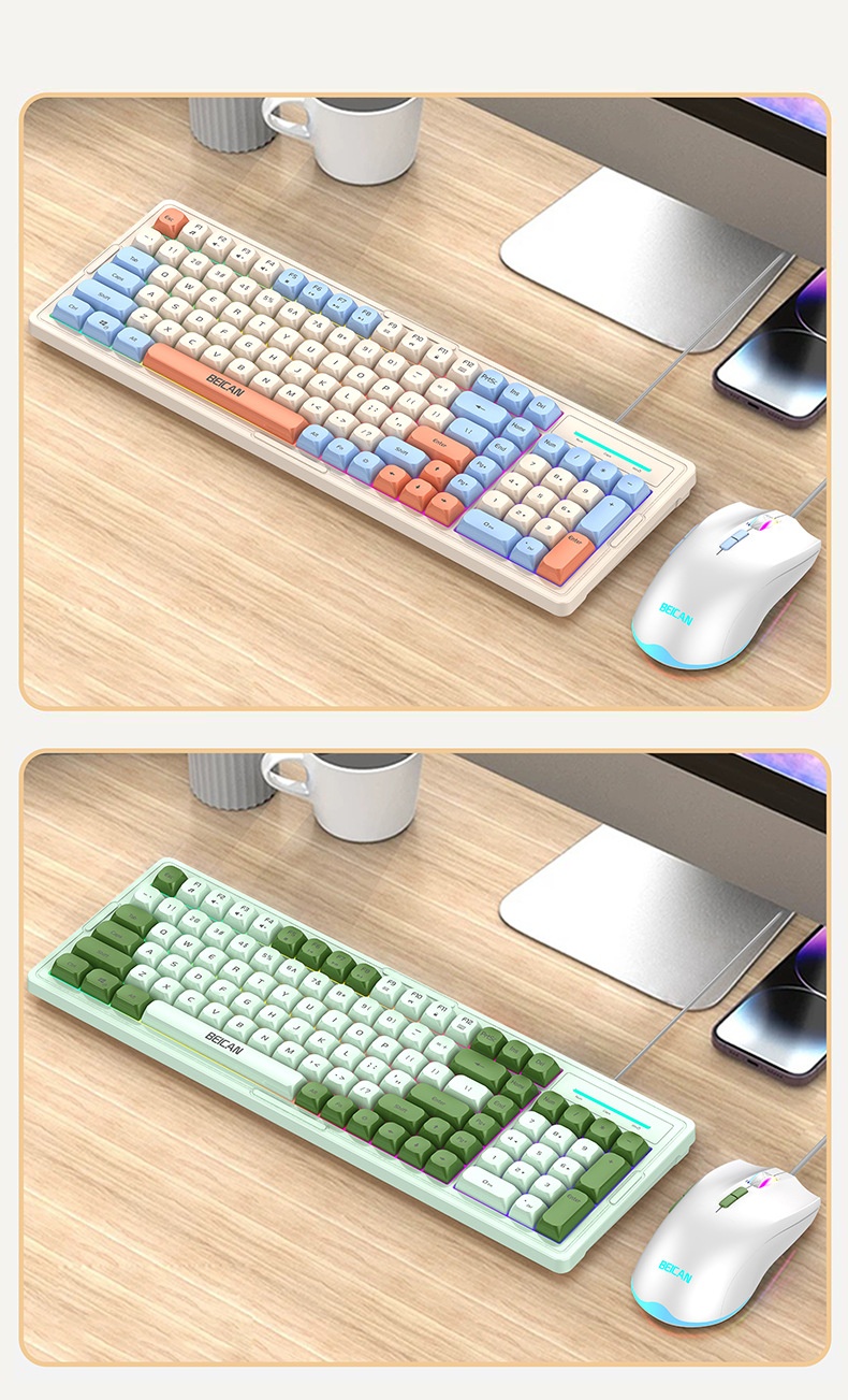 Wired Glowing Mechanical Feel Gaming E-sports Laptop Desktop Computer Peripheral Membrane Keyboard Mouse Set_voghion.com