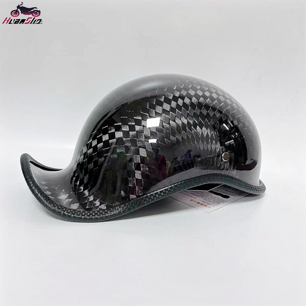 Cross-Border Retro Carbon Fiber Visor Half Four Seasons Unisex Scooter American Style Cruiser Riding Helmet Export_voghion.com
