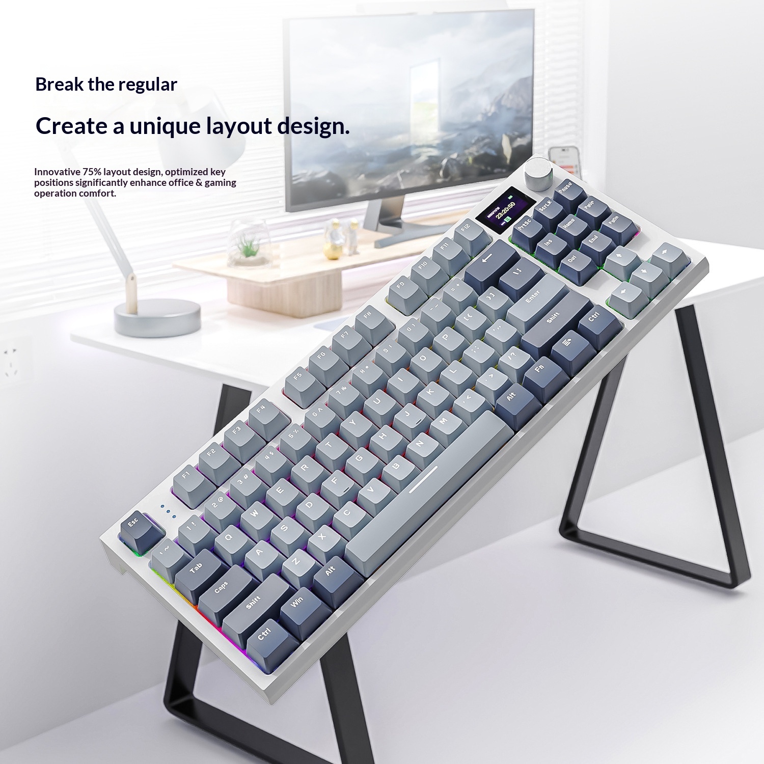 Attack Shark K86 Three-Mode RGB Bluetooth 2.4G Wired Illuminated Customizable Display Hot-Swappable Mechanical Keyboard_voghion.com