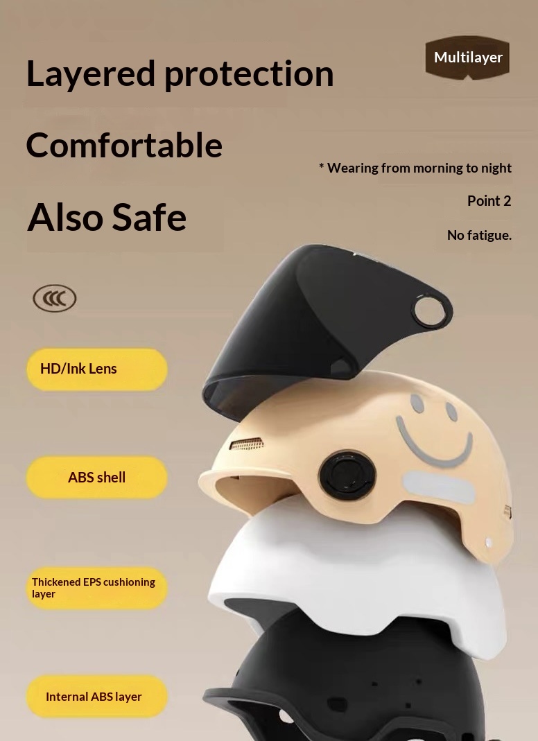 Monopattino elettrico certificato 3C per donne, casco da moto traspirante con protezione solare estiva, adatto a tutte le stagioni._voghion.com