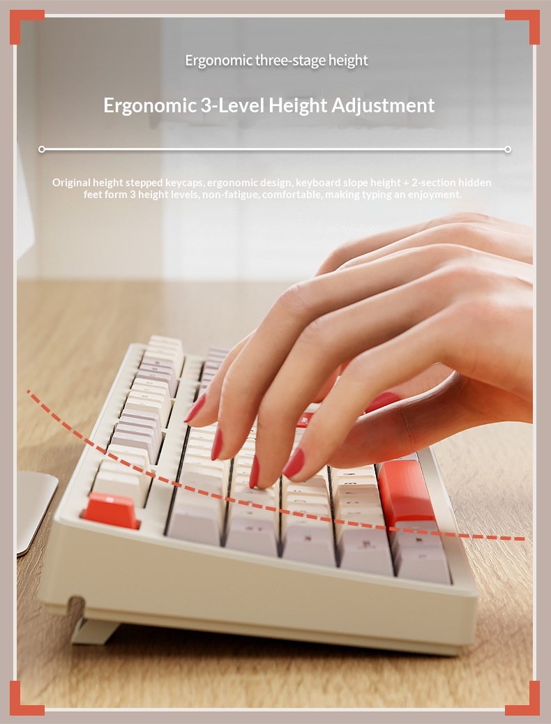 Forerunner Cherry CR108 Mechanical Keyboard Wireless Bluetooth Tri-Mode Gaming Computer Office High Aesthetic_voghion.com