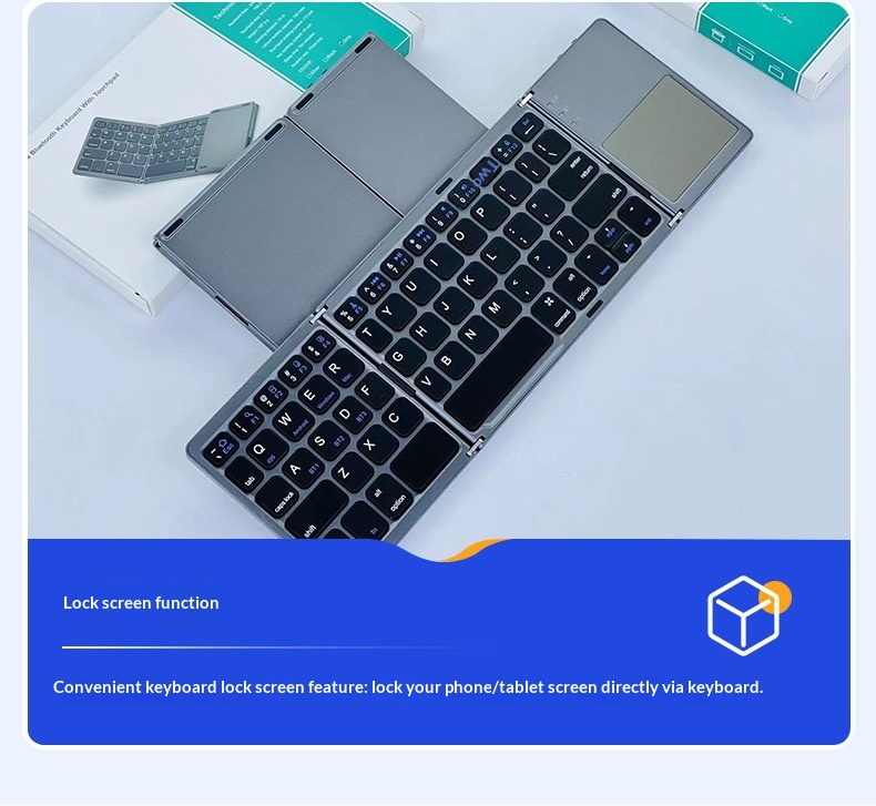 Grenzenlose, kabellose Bluetooth-Falttastatur, geeignet für Business-Tablets und Büros – ultradünn und tragbar_voghion.com