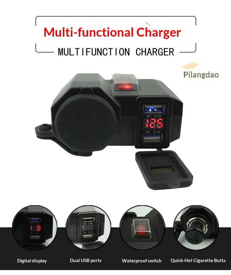 Motorfiets digitale display mobiele telefoon 12V USB autolader waterdicht_voghion.com