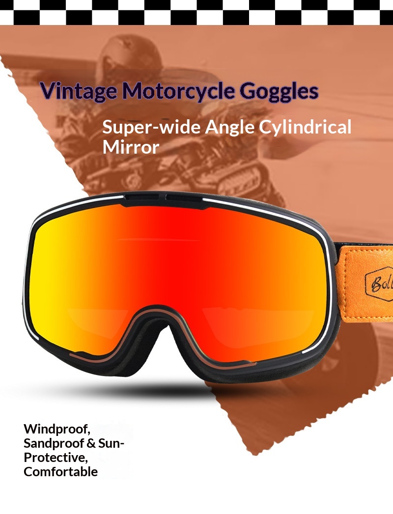 Retro Motorcycle Goggles For Men And Women Black Face Shield_voghion.com