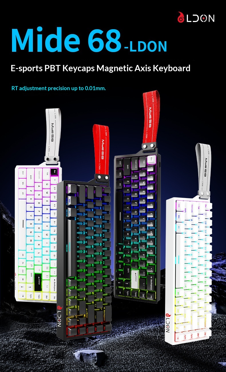 LDON 68 Tuşlu Manyetik Anahtarlı Mekanik Oyun FPS Evrensel RT0.01 Yüksek Performanslı Kablolu 8K Geri Dönüş Oranı_voghion.com