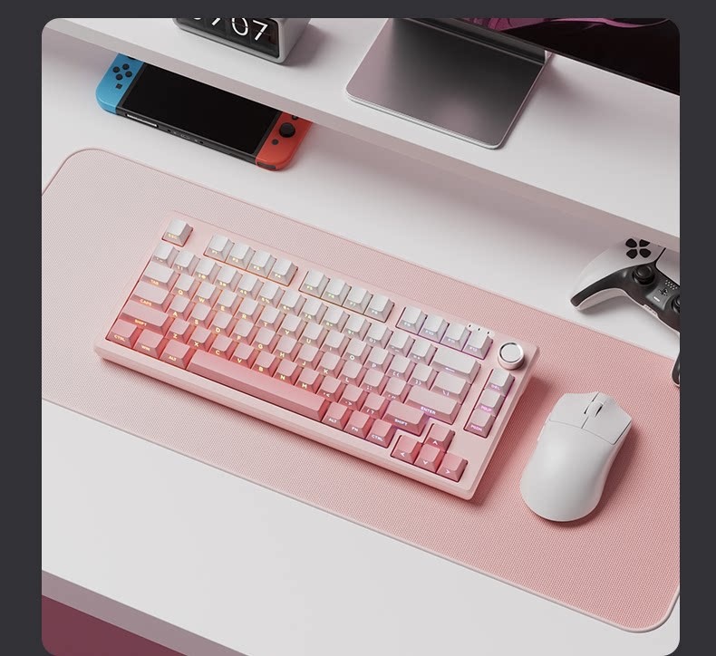 Z75PRO Klein bedraad toetsenbord met mechanisch gevoel, stil, extern, voor laptops, drie modi, speciaal ontworpen voor e-sports gaming_voghion.com