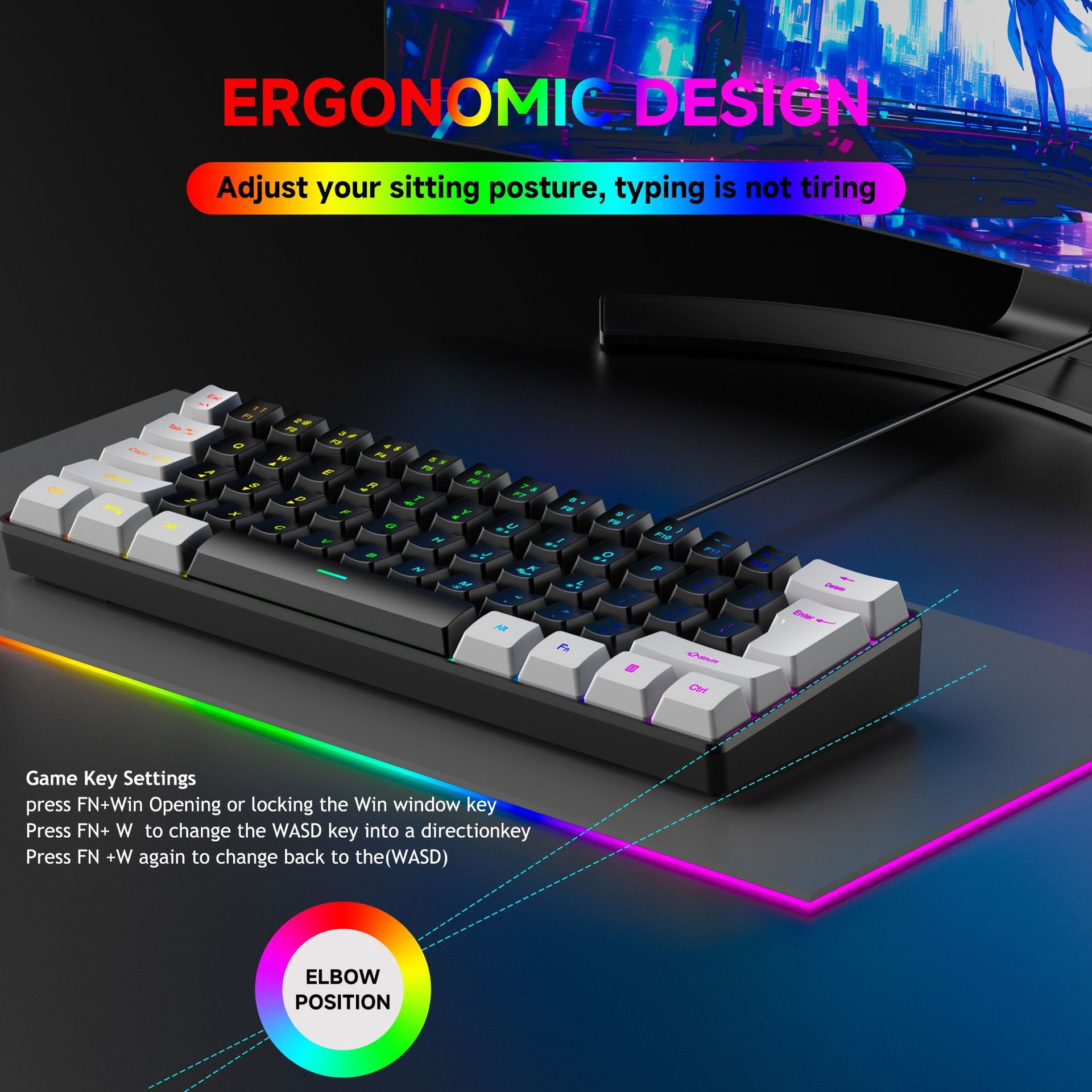 Rgb Gaming Keyboard And Mouse Set Wired 61-key Compact Design_voghion.com