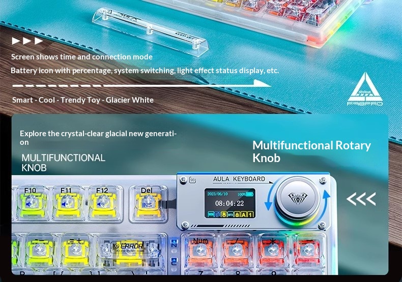 Wolf Spider F98pro/F98ProV3 Transparent Customized Three-Mode Wireless Bluetooth Mechanical Keyboard With Hot-Swappable_voghion.com