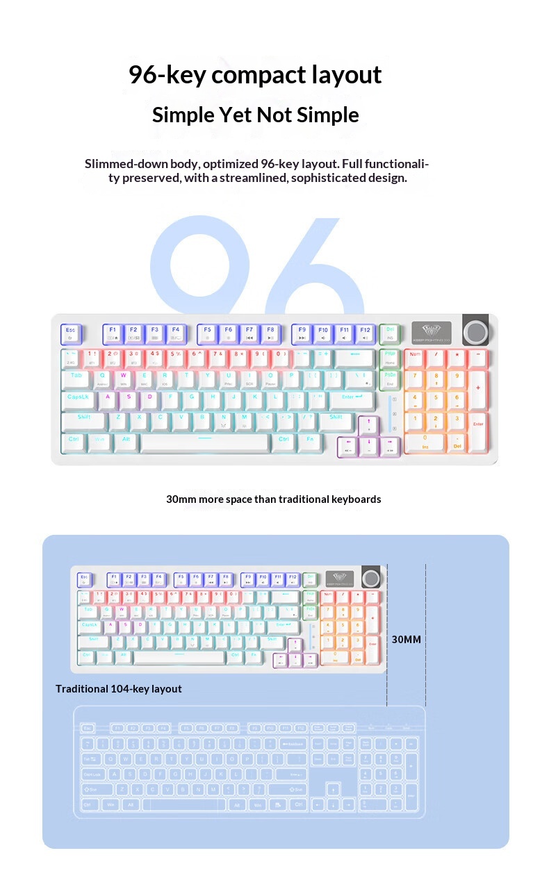 Teclado mecánico, con cable, inalámbrico, Bluetooth, intercambiable en caliente, apto para distribución de 98 teclas, estructura de junta, disponible para_voghion.com