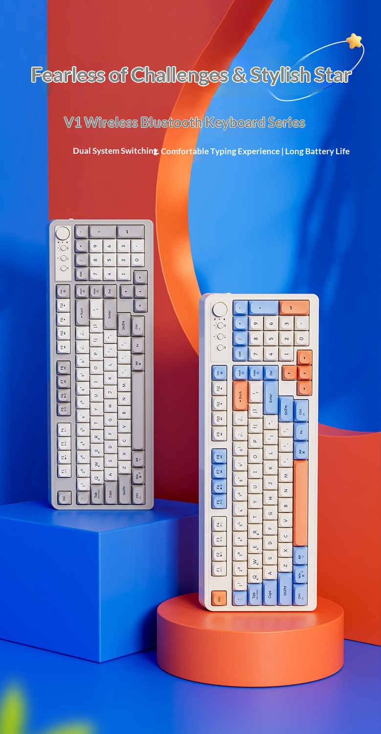 Teclado y ratón inalámbricos Bluetooth Forerunner V1 con tacto mecánico, silenciosos, para hombre y mujer, ideales para la oficina o la oficina. Excelente relación calidad-precio._voghion.com