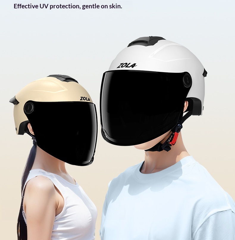 Half Helmet For Electric Motorcycle With Double Visor Certified_voghion.com