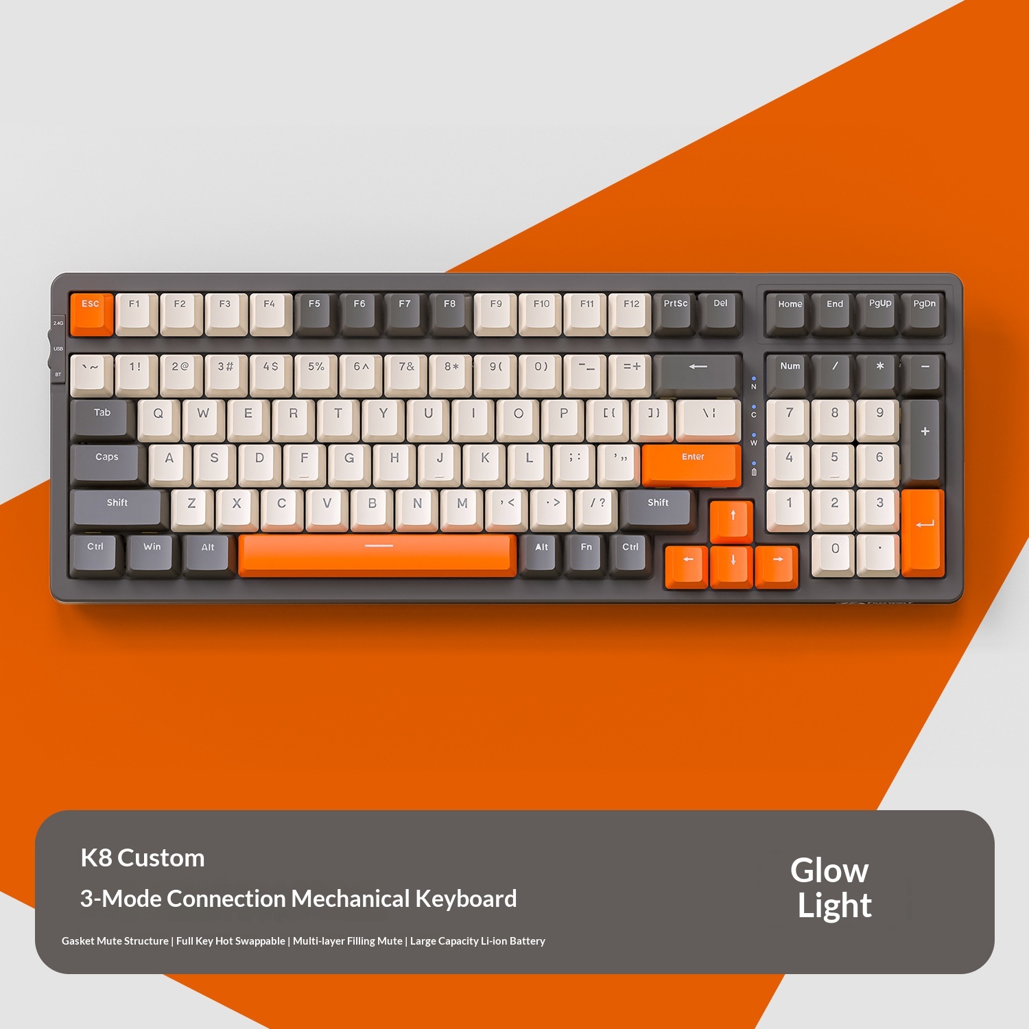 Liberty Wolf K8 Mechanical Keyboard Wireless 2.4G Bluetooth Tri-Mode Hot-Swappable Customizable Gaming Gasket Structure_voghion.com