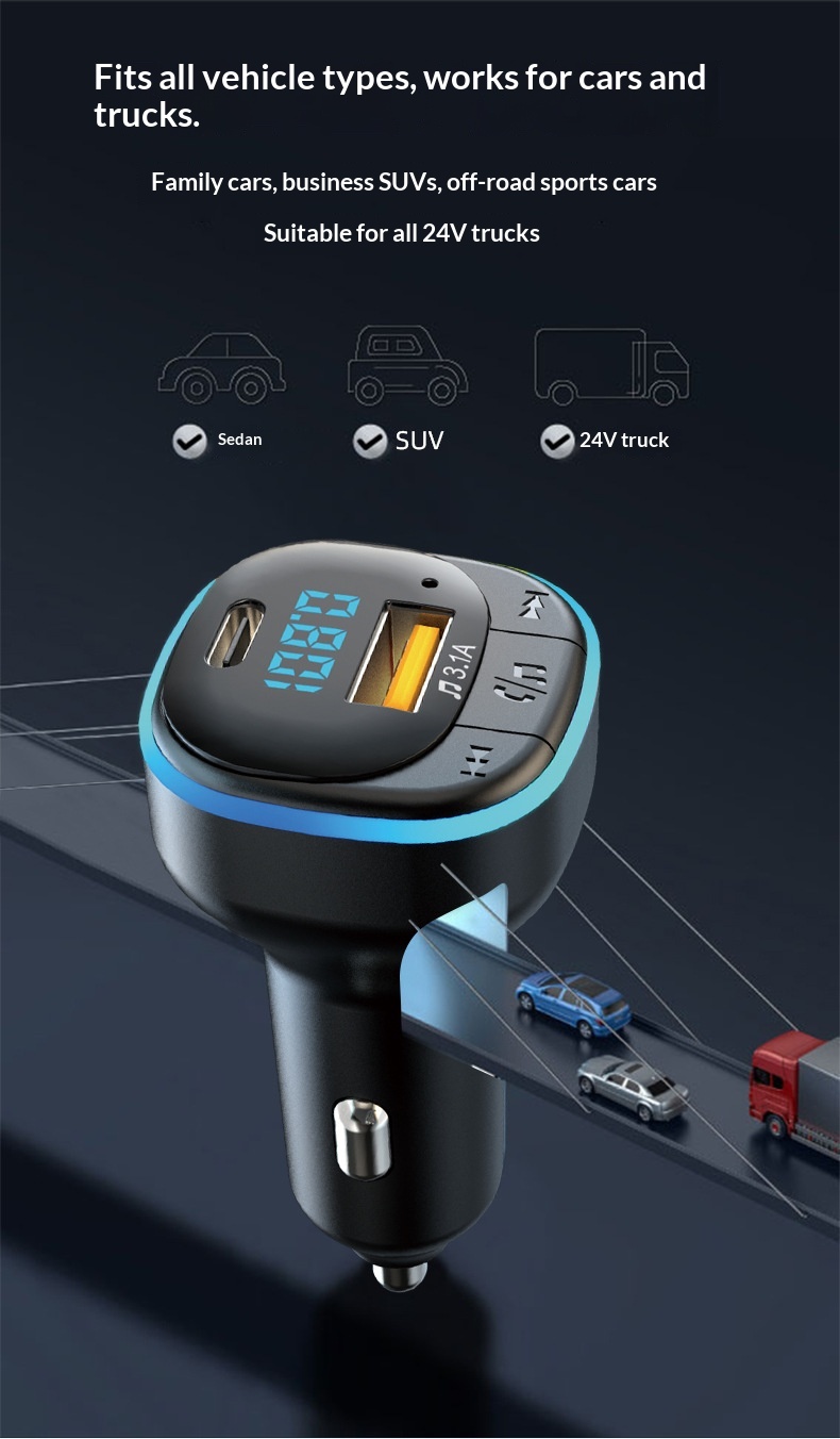 Gloednieuwe Bluetooth multifunctionele MP3-speler met FM-transmitter en autolader_voghion.com