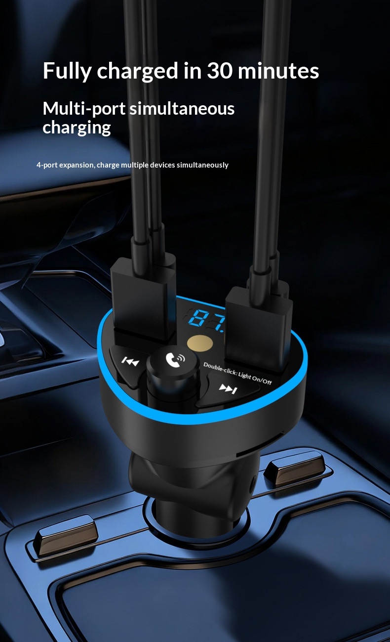 Bluetooth carkit med hurtigoplader og hd musikafspiller_voghion.com