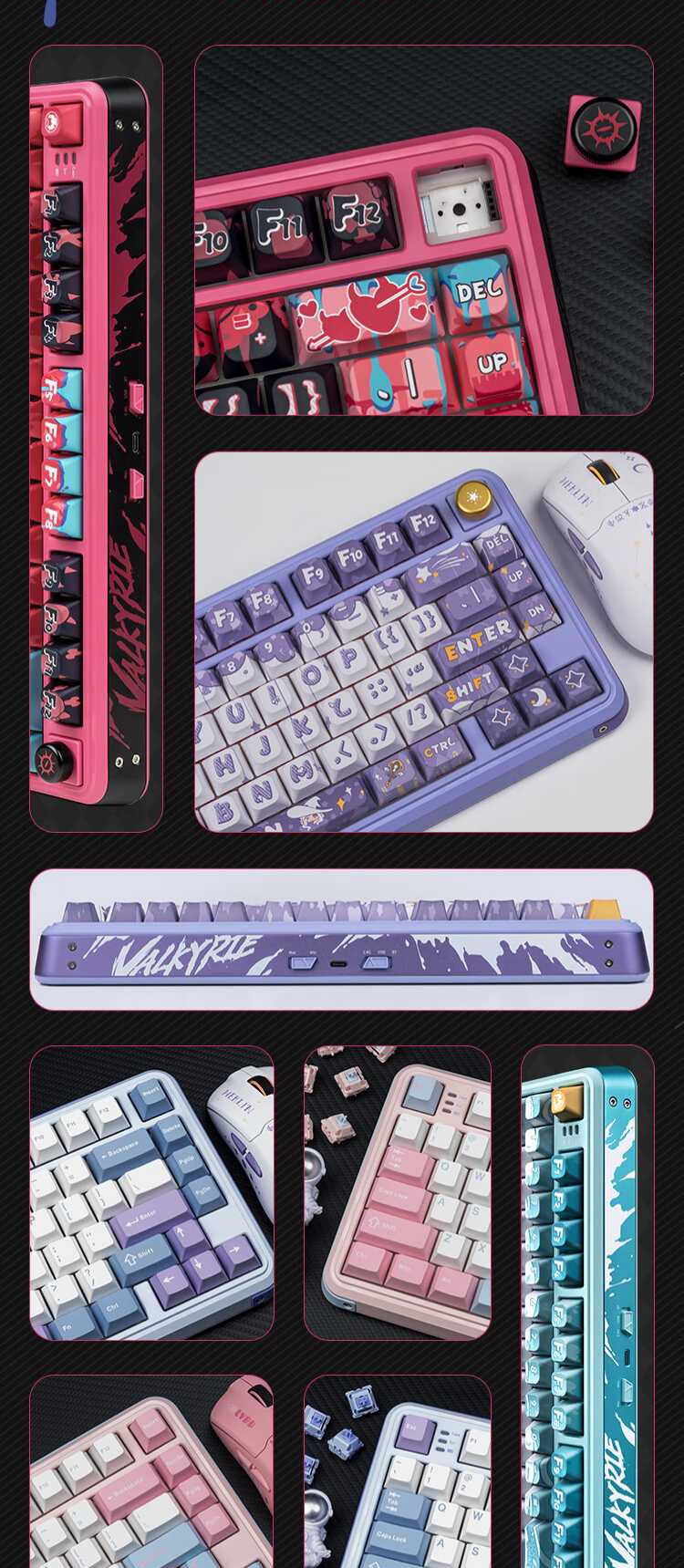 VALKYRIE VK75 Anpassbare mechanische Tastatur mit Tri-Mode 2,4 GHz/Kabelgebunden/Bluetooth Lineare Schalter_voghion.com