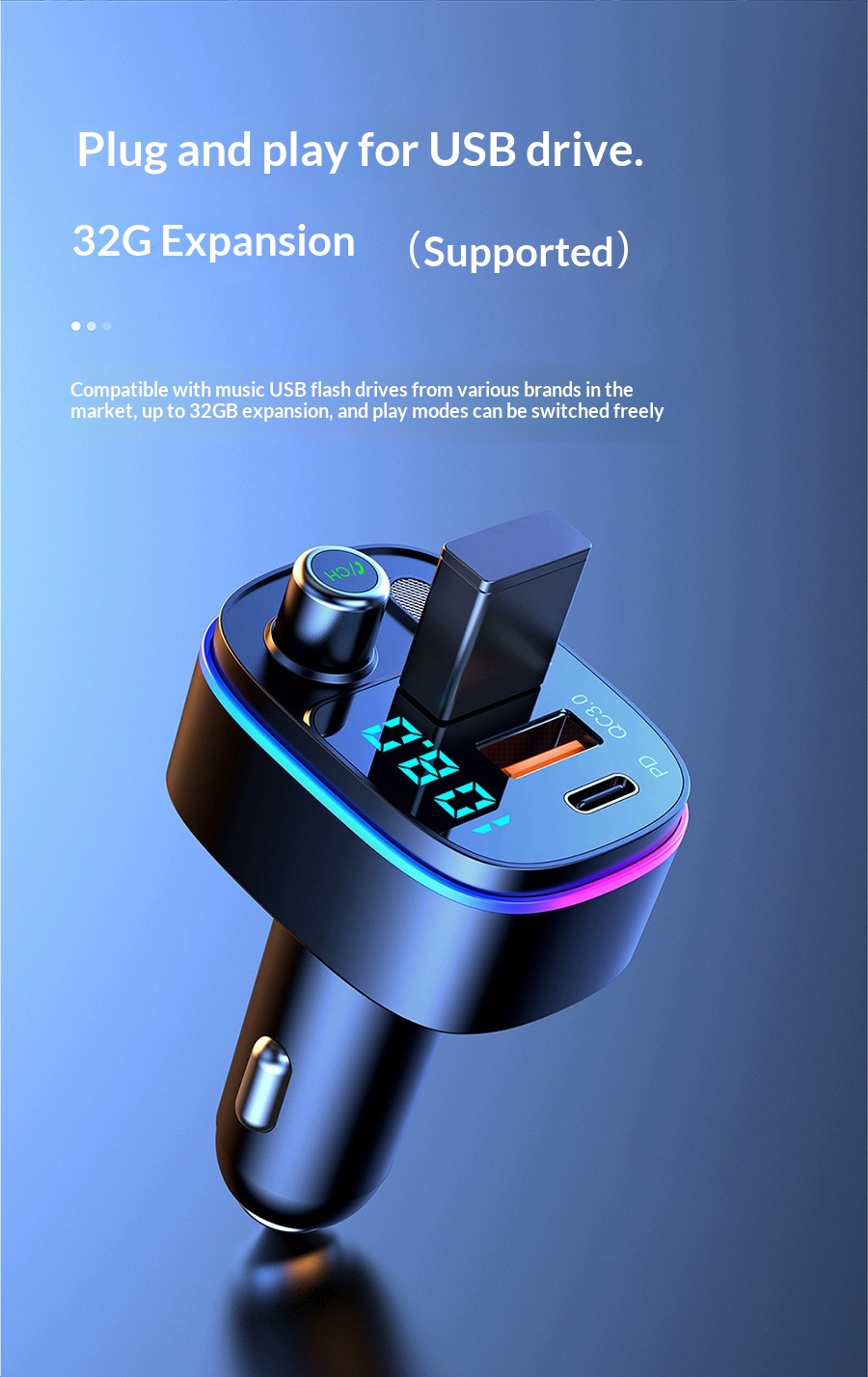 Player PD/QC3.0 Fast Charging T65 Hands-Free Car Bluetooth MP3_voghion.com