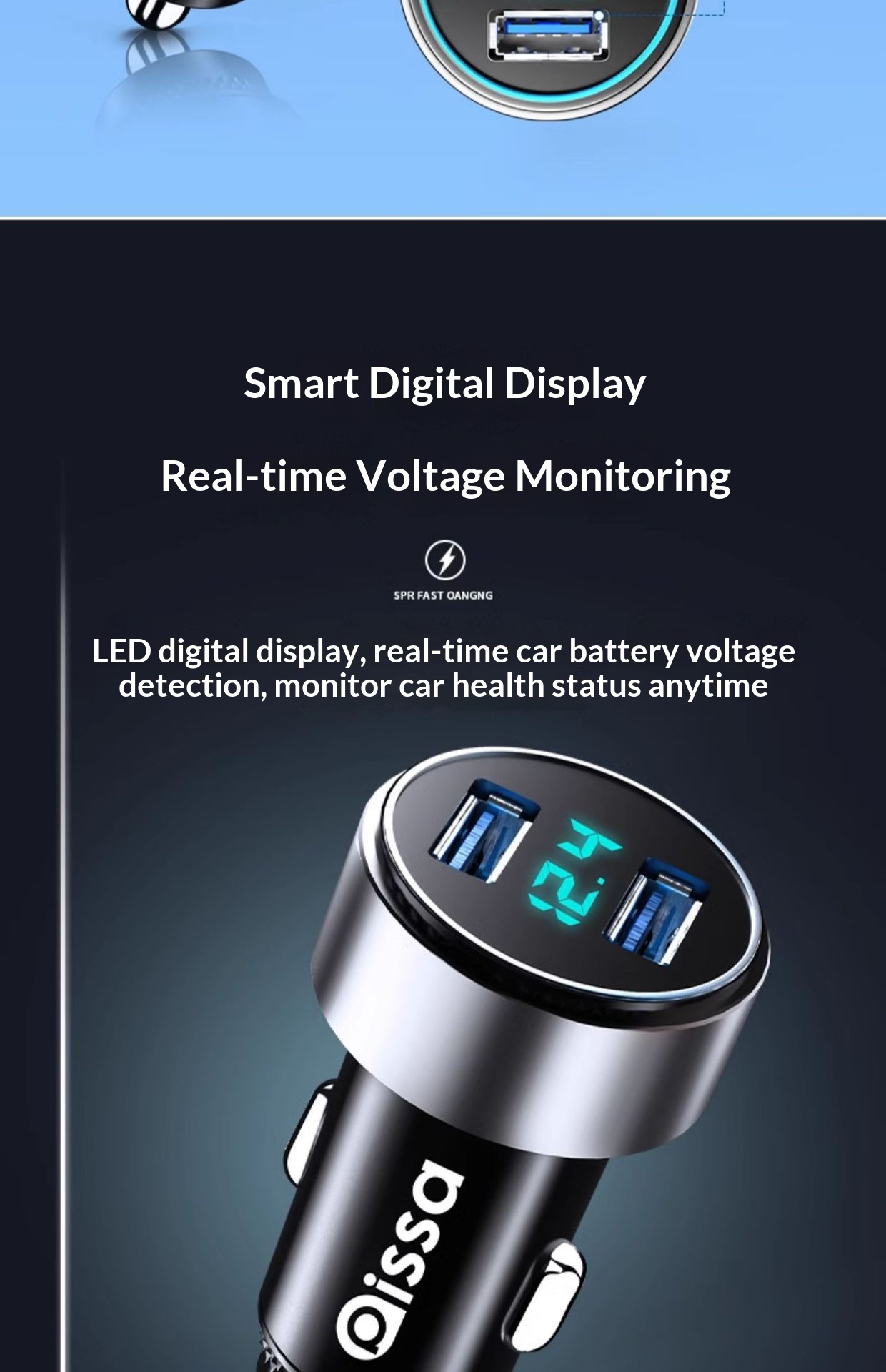 Mobile Phone Super Fast Charging Head Cigarette Lighter One-to-Two Conversion Plug Car Charger Flagship Store_voghion.com