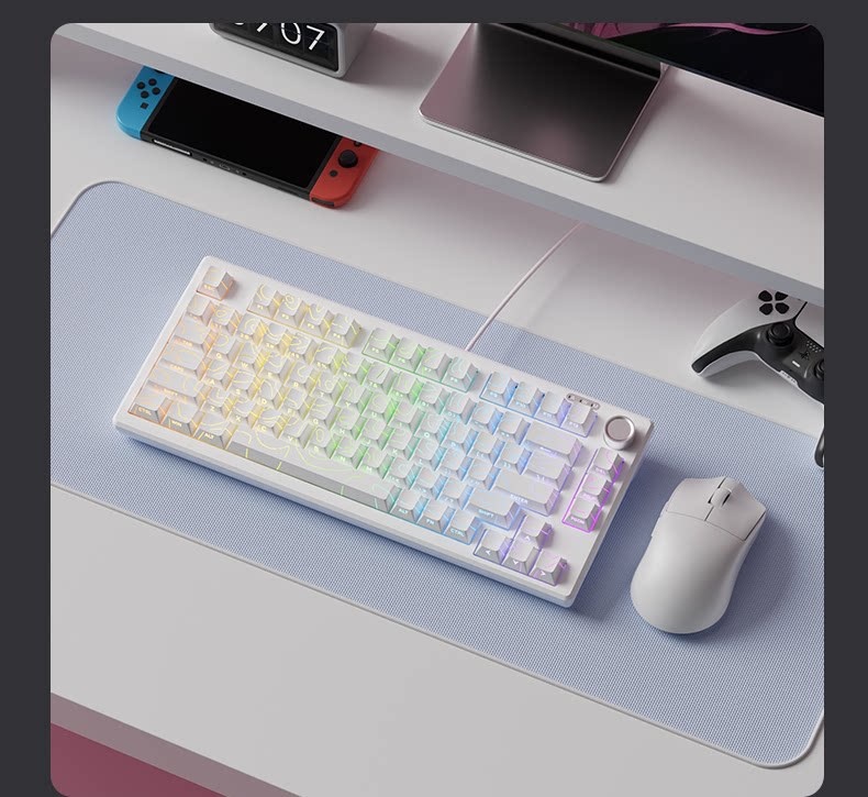 Z75PRO Klein bedraad toetsenbord met mechanisch gevoel, stil, extern, voor laptops, drie modi, speciaal ontworpen voor e-sports gaming_voghion.com