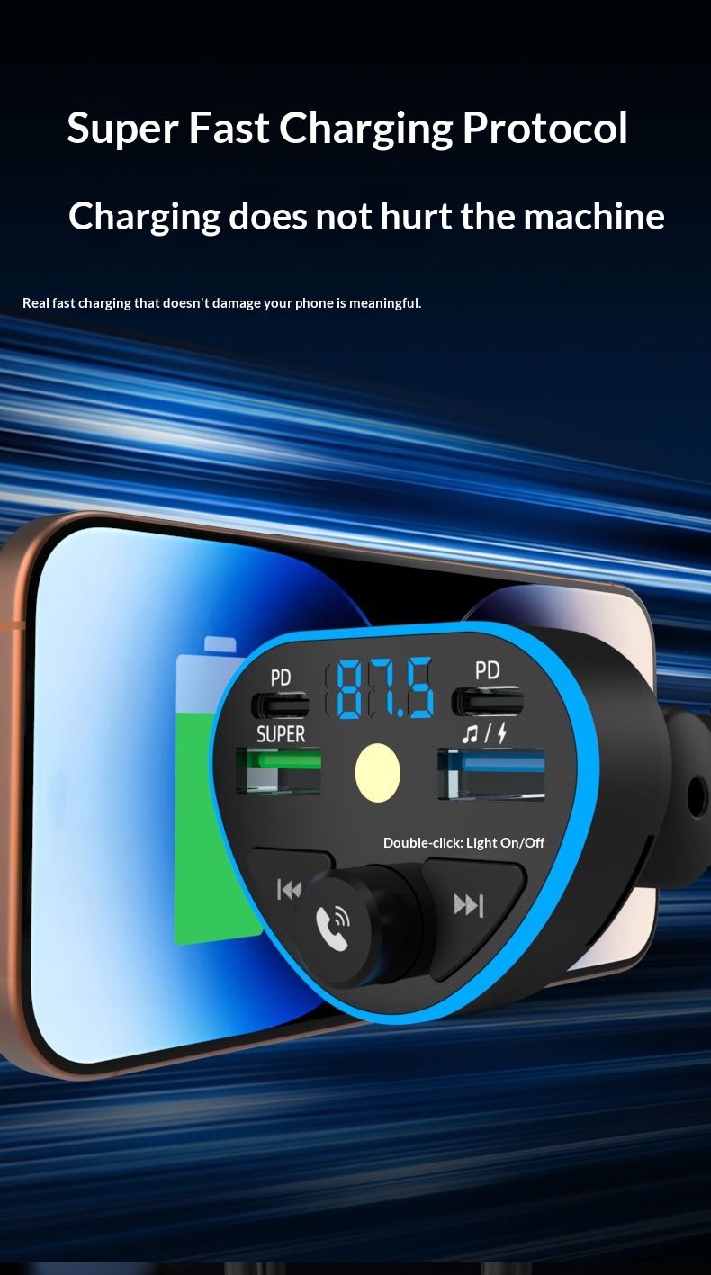 Bluetooth carkit med hurtigoplader og hd musikafspiller_voghion.com