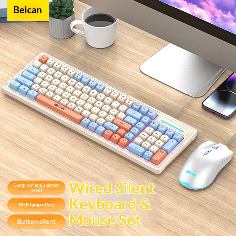 Wired Glowing Mechanical Feel Gaming E-sports Laptop Desktop Computer Peripheral Membrane Keyboard Mouse Set_voghion.com