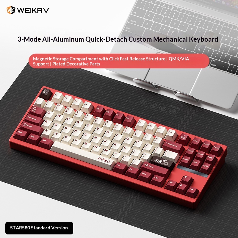 Teclado mecánico Vika STARS80 de tres modos, aluminio sólido, estructura de junta de liberación rápida personalizada, iluminación RGB para juegos._voghion.com