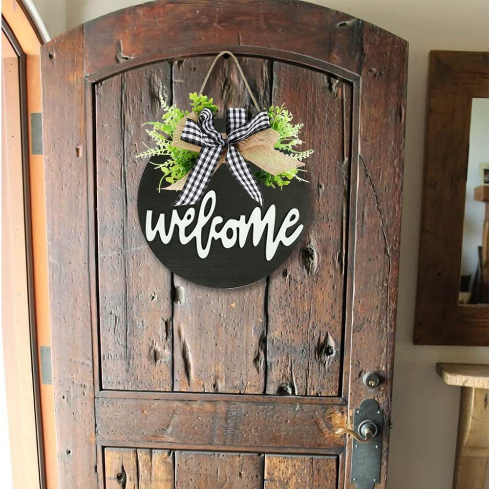 Cross-border Four-season Interchangeable Floral Black Wreath American Country Style Decorative Door Sign Hanging Ornament_voghion.com